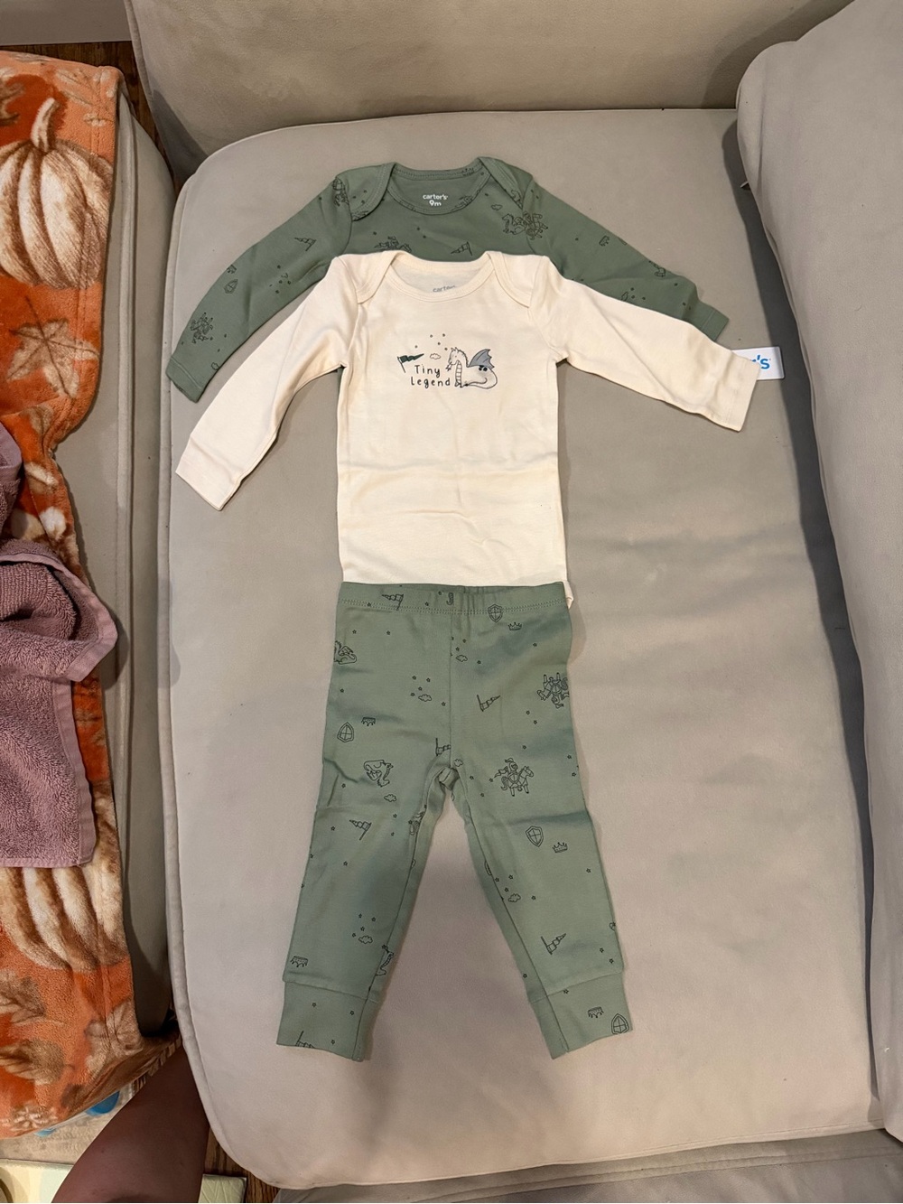 Carter's Green and Cream Kids Matching Pajama Set